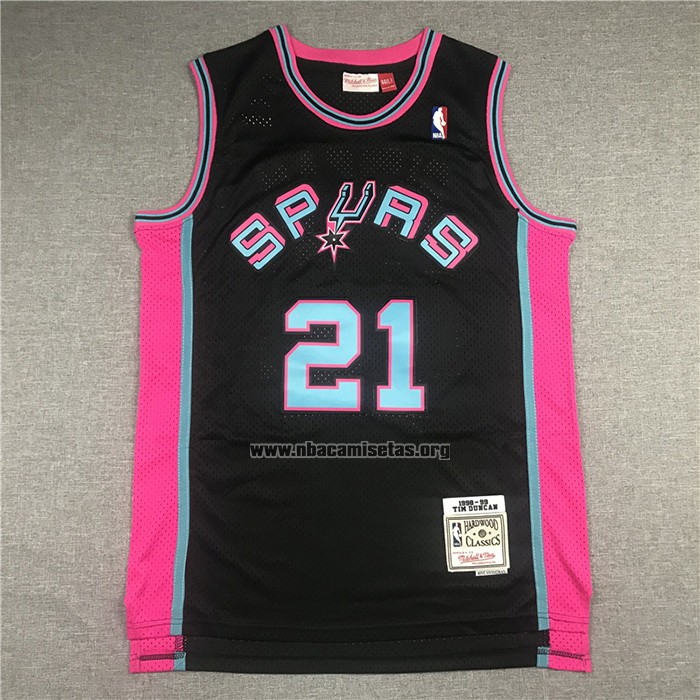 Camiseta San Antonio Spurs Tim Duncan Mitchell & Ness 1998-99 Negro